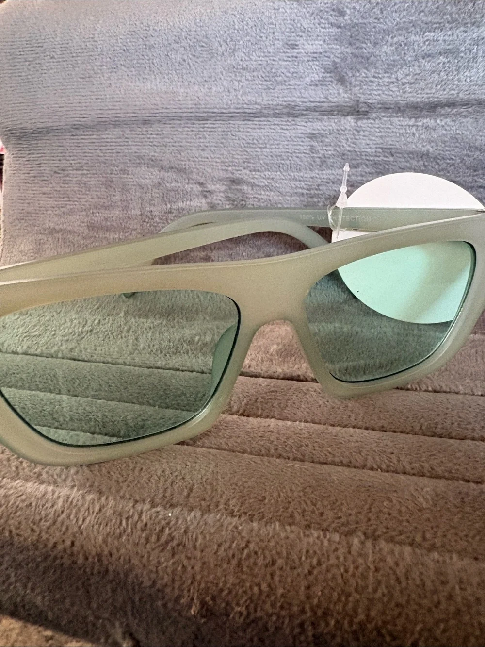Matte Sage Green Rectangular Sunglasses with Green Lenses